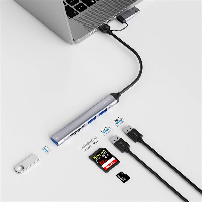 WiWU 5 IN 1 Type C hub Laptop Adapter USB C USB Multiple Function USB Docking Station HB003