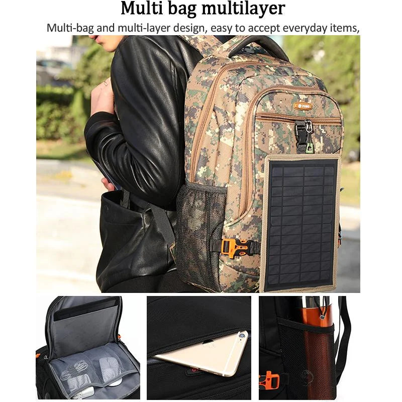 Poso PS-628 Army Green Camouflage Solar plate backpack