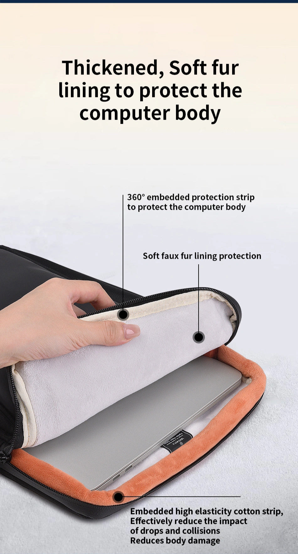 WiWU Cozy Classic Waterproof Polyester Laptop Sleeve Anti-