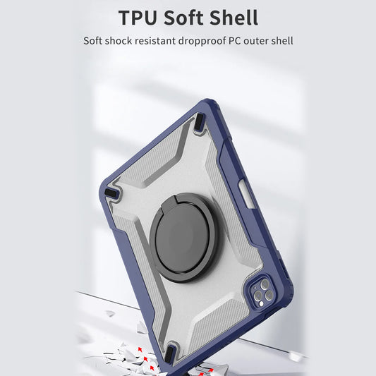 WiWU Mecha Rotative Stand Case For iPad 10.2",10.5",10.9/11", 360 Degree Premium Protection, Anti-shock, Built-in Pencil Slot, Lens Protection, Drop-proof & Anti-fingerprint